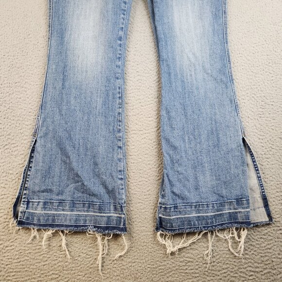 ROCK & ROLL Cowgirl Jeans Womens 32 Curvy Trouser Mid Flared Leg Bell Western - Picture 2 of 14